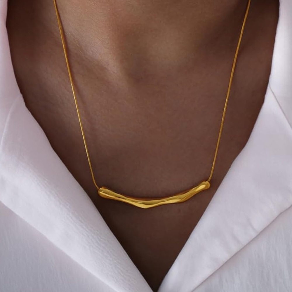 New Gold Abstract Bar Necklace (4025)